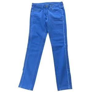 Sandro Paris Pragmatique Blue Frayed Side Seam Slim Straight Jeans Size 2/XS NWT